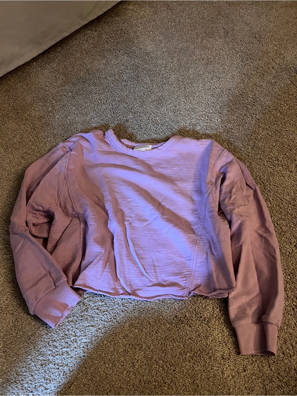 Lavender Crewneck Long-Sleeve Top - Women s-medium baggy cropped.